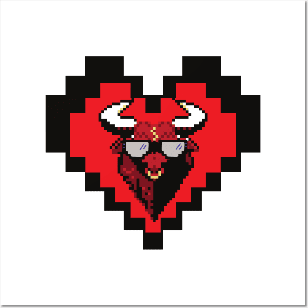 Pixel bull Wall Art by Gulldio